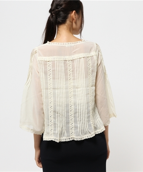 axes femme（アクシーズファム）の「ピンタック入りレーシーブラウス（シャツ/ブラウス・レディース・キナリ/ワイン/ピンク・MEDIUM）」の6枚目の写真