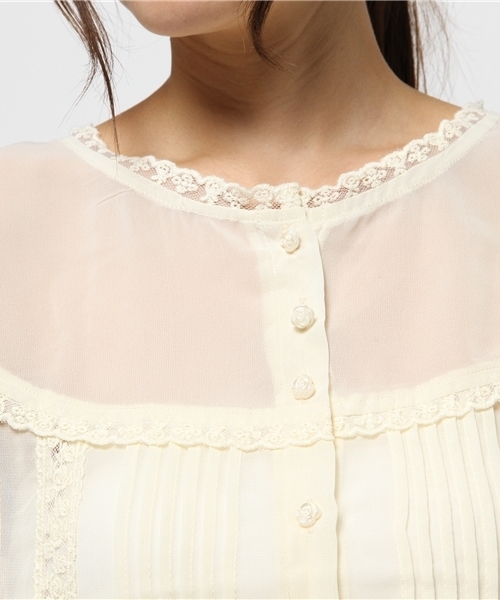axes femme（アクシーズファム）の「ピンタック入りレーシーブラウス（シャツ/ブラウス・レディース・キナリ/ワイン/ピンク・MEDIUM）」の7枚目の写真