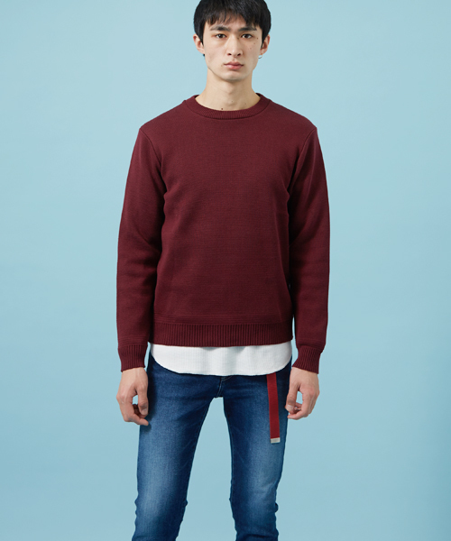 STUDIOUS（ステュディオス）の「ミラノリブクルーネックニット（ニット/セーター・メンズ・ワイン/ダークグレー/ネイビー/オフホワイト/ブラウン/ブルー/オレンジ/カーキ・1/2/3）」の17枚目の写真
