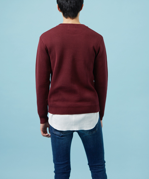 STUDIOUS（ステュディオス）の「ミラノリブクルーネックニット（ニット/セーター・メンズ・ワイン/ダークグレー/ネイビー/オフホワイト/ブラウン/ブルー/オレンジ/カーキ・1/2/3）」の19枚目の写真