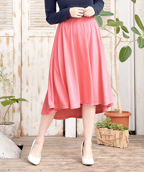 KOBE LETTUCE（コウベレタス）の「愛らしい美ラインシルエット♪[イレギュラーヘム]ポンチフレアスカート/ボトムス/イレヘム/神戸レタス[M1767]（スカート・レディース・ピンク/ホワイト系その他/ベージュ系その他/ブラック/サックスブルー/ライトブルー/ピンク系その他/ブラック系その他/ベージュ/ネイビー/オフホワイト/グレー/グレー系その他/ブルー系その他/パープル系その他/パープル・FREE）」の16枚目の写真