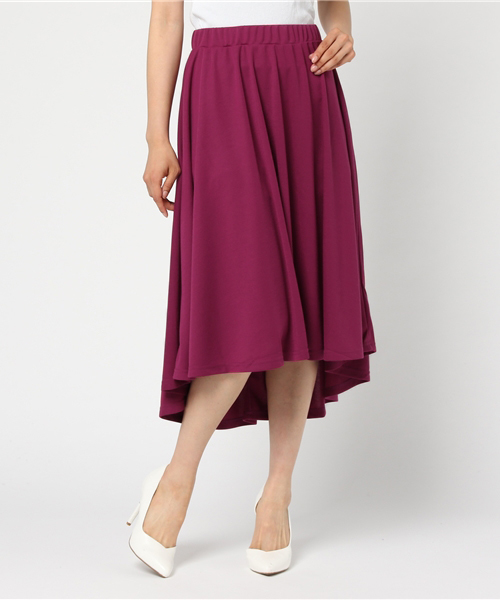 KOBE LETTUCE（コウベレタス）の「愛らしい美ラインシルエット♪[イレギュラーヘム]ポンチフレアスカート/ボトムス/イレヘム/神戸レタス[M1767]（スカート・レディース・ピンク/ホワイト系その他/ベージュ系その他/ブラック/サックスブルー/ライトブルー/ピンク系その他/ブラック系その他/ベージュ/ネイビー/オフホワイト/グレー/グレー系その他/ブルー系その他/パープル系その他/パープル・FREE）」の14枚目の写真