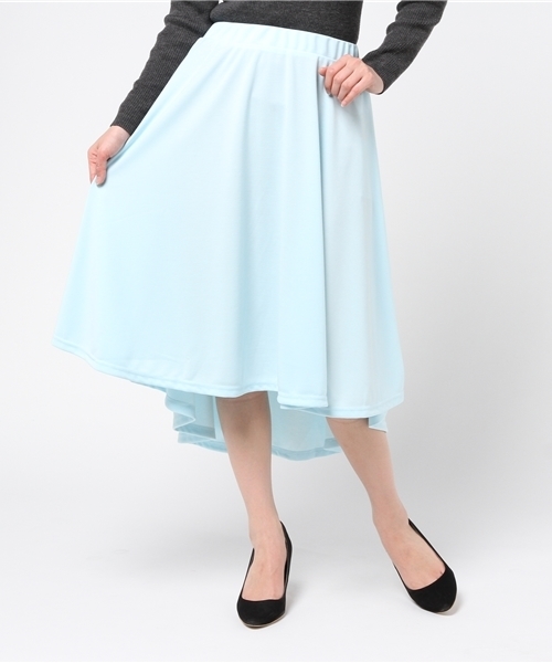 KOBE LETTUCE（コウベレタス）の「愛らしい美ラインシルエット♪[イレギュラーヘム]ポンチフレアスカート/ボトムス/イレヘム/神戸レタス[M1767]（スカート・レディース・ピンク/ホワイト系その他/ベージュ系その他/ブラック/サックスブルー/ライトブルー/ピンク系その他/ブラック系その他/ベージュ/ネイビー/オフホワイト/グレー/グレー系その他/ブルー系その他/パープル系その他/パープル・FREE）」の12枚目の写真