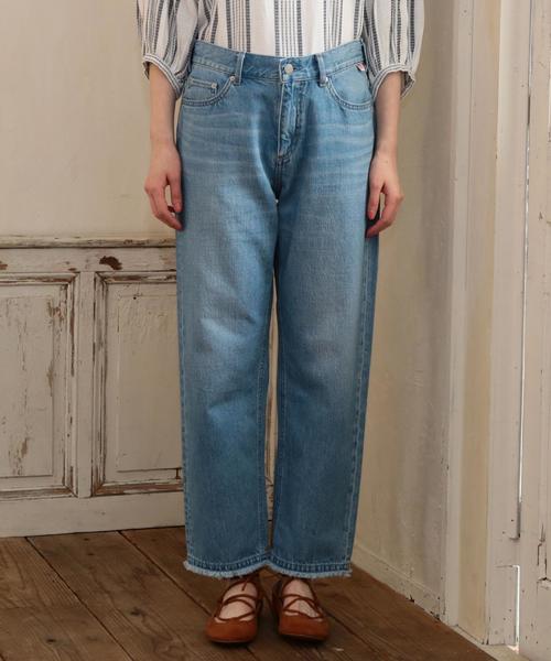 coen(コーエン)の「USAコットンフレイドヘムデニムパンツ(デニムパンツ・レディース・ライトブルー/コバルトブルー・LARGE/SMALL/MEDIUM)」の3枚目の写真