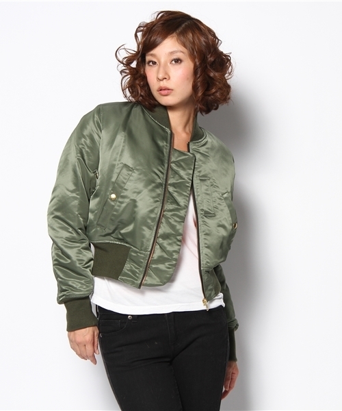 WEGO(ウィゴー)の「WEGO/MA-1ジャケット(ブルゾン・レディース・カーキ/ブラック/ベージュ・SMALL/MEDIUM)」の6枚目の写真