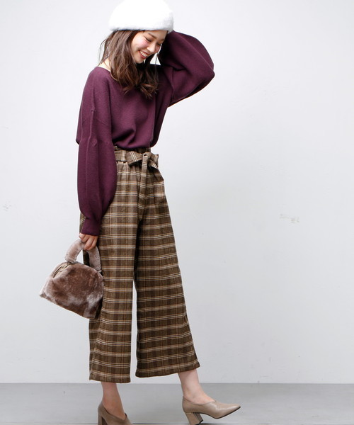 natural couture(ナチュラルクチュール)の「チェック柄ガウチョ(その他パンツ・レディース・その他1/その他2/その他4/その他3・FREE)」の1枚目の写真