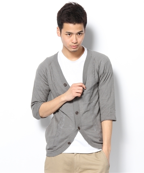 NANO universe(ナノユニバース)の「RAGLAN KNIT カーディガン(ニット/セーター・メンズ・ブラック/グレー/ネイビー・38/40)」の1枚目の写真