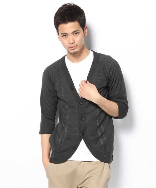 NANO universe(ナノユニバース)の「RAGLAN KNIT カーディガン(ニット/セーター・メンズ・ブラック/グレー/ネイビー・38/40)」の2枚目の写真