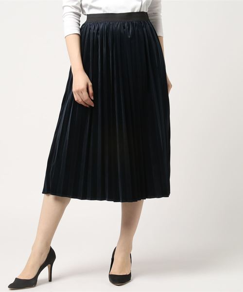GeeRA（ジーラ）の「ストレッチベロア素材プリーツスカート（スカート・レディース・ネイビー/ピンク/グリーン・MEDIUM/LARGE）」の7枚目の写真