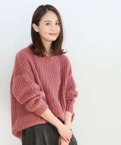 GLOBAL WORK（グローバルワーク）の「3ゲージモヘヤコンアゼBIGプルオーバー/776610（ニット/セーター・レディース・ブラック/ライトグレー/アイボリー/ブルー/ライトピンク・SMALL/MEDIUM/LARGE）」の5枚目の写真