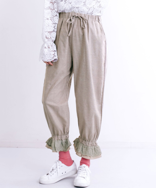 MERLOT（メルロー）の「裾フリルパンツ7306（その他パンツ・レディース・ブラック/ベージュ/オフホワイト・FREE）」の3枚目の写真