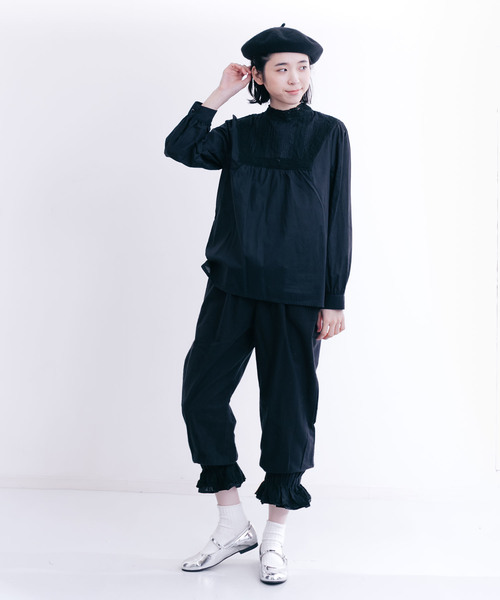 ブラックヘンプフリルパンツ　ホワイト ブラックヘンプフリルパンツ ホワイト