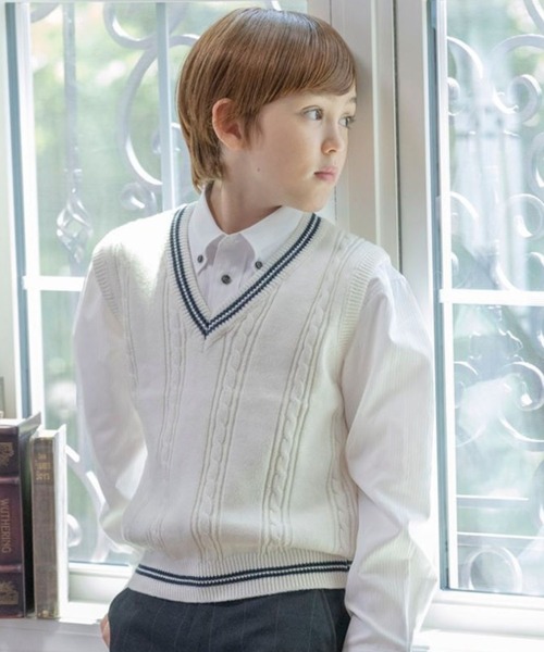 Catherine Cottage(キャサリンコテージ)の「ケーブル編み チルデンニットベスト(ベスト・キッズ・ホワイト/ホワイト系・120/130/140/150/160/170/110)」の12枚目の写真