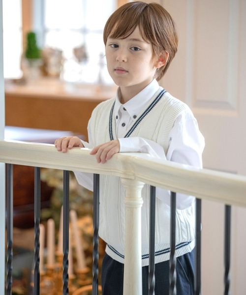 Catherine Cottage(キャサリンコテージ)の「ケーブル編み チルデンニットベスト(ベスト・キッズ・ホワイト/ホワイト系・120/130/140/150/160/170/110)」の11枚目の写真