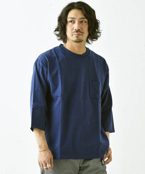 CIAOPANIC(チャオパニック)の「天竺ワイドクルーネックTシャツ/ビッグシルエット(Tシャツ/カットソー・メンズ・オフホワイト/ブラック/グレー/グリーン/ネイビー/パープル/イエロー/ピンク・L/M/S)」の5枚目の写真