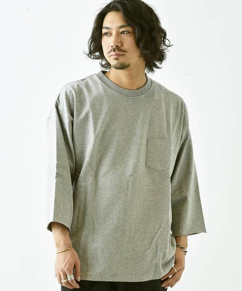 CIAOPANIC(チャオパニック)の「天竺ワイドクルーネックTシャツ/ビッグシルエット(Tシャツ/カットソー・メンズ・オフホワイト/ブラック/グレー/グリーン/ネイビー/パープル/イエロー/ピンク・L/M/S)」の2枚目の写真