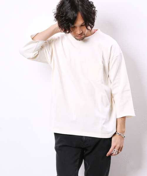 CIAOPANIC(チャオパニック)の「天竺ワイドクルーネックTシャツ/ビッグシルエット(Tシャツ/カットソー・メンズ・オフホワイト/ブラック/グレー/グリーン/ネイビー/パープル/イエロー/ピンク・L/M/S)」の1枚目の写真