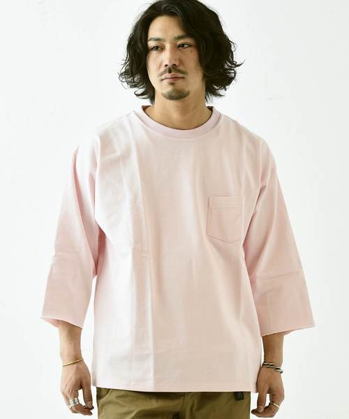 CIAOPANIC(チャオパニック)の「天竺ワイドクルーネックTシャツ/ビッグシルエット(Tシャツ/カットソー・メンズ・オフホワイト/ブラック/グレー/グリーン/ネイビー/パープル/イエロー/ピンク・L/M/S)」の8枚目の写真