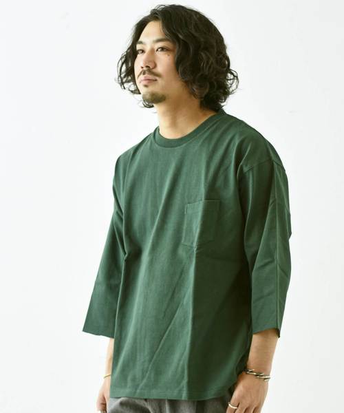 CIAOPANIC(チャオパニック)の「天竺ワイドクルーネックTシャツ/ビッグシルエット(Tシャツ/カットソー・メンズ・オフホワイト/ブラック/グレー/グリーン/ネイビー/パープル/イエロー/ピンク・L/M/S)」の4枚目の写真