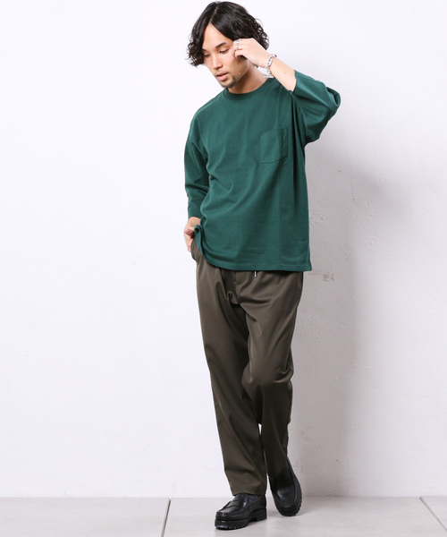 CIAOPANIC(チャオパニック)の「天竺ワイドクルーネックTシャツ/ビッグシルエット(Tシャツ/カットソー・メンズ・オフホワイト/ブラック/グレー/グリーン/ネイビー/パープル/イエロー/ピンク・L/M/S)」の20枚目の写真