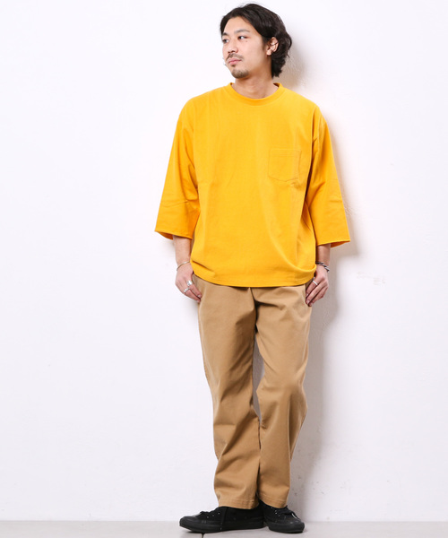 CIAOPANIC(チャオパニック)の「天竺ワイドクルーネックTシャツ/ビッグシルエット(Tシャツ/カットソー・メンズ・オフホワイト/ブラック/グレー/グリーン/ネイビー/パープル/イエロー/ピンク・L/M/S)」の19枚目の写真
