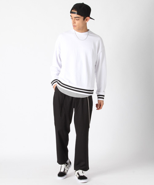 kutir(クティール)の「LINE RIB SWEAT / ラインリブ裏毛プルオーバー トレーナー(スウェット・メンズ・ホワイト/ブラック/レッド・MEDIUM/LARGE)」の11枚目の写真