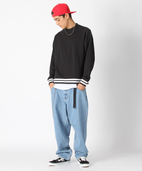 kutir(クティール)の「LINE RIB SWEAT / ラインリブ裏毛プルオーバー トレーナー(スウェット・メンズ・ホワイト/ブラック/レッド・MEDIUM/LARGE)」の12枚目の写真