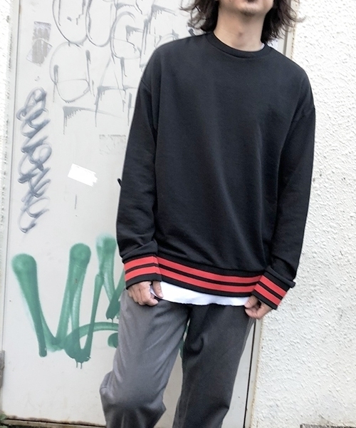 kutir(クティール)の「LINE RIB SWEAT / ラインリブ裏毛プルオーバー トレーナー(スウェット・メンズ・ホワイト/ブラック/レッド・MEDIUM/LARGE)」の19枚目の写真