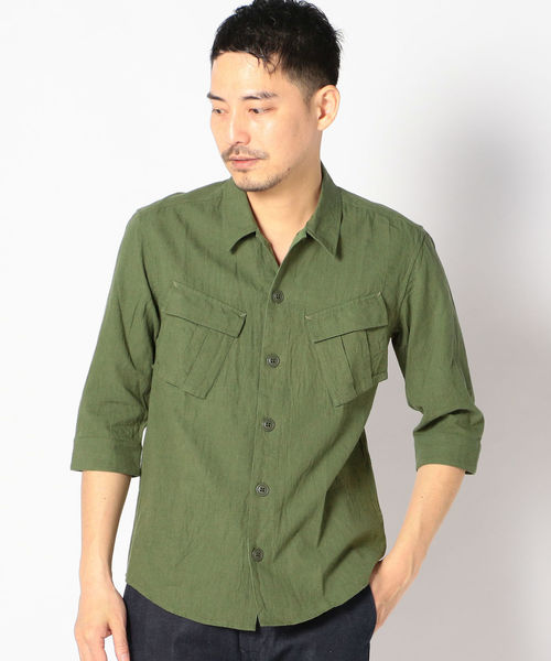 SHIPS(シップス)の「SU: コットン/リネン BDU 7スリーブシャツ(シャツ/ブラウス・メンズ・ブルー/ネイビー/オリーブ・LARGE/MEDIUM/SMALL/X-LARGE)」の14枚目の写真