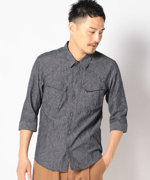 SHIPS(シップス)の「SU: コットン/リネン BDU 7スリーブシャツ(シャツ/ブラウス・メンズ・ブルー/ネイビー/オリーブ・LARGE/MEDIUM/SMALL/X-LARGE)」の15枚目の写真