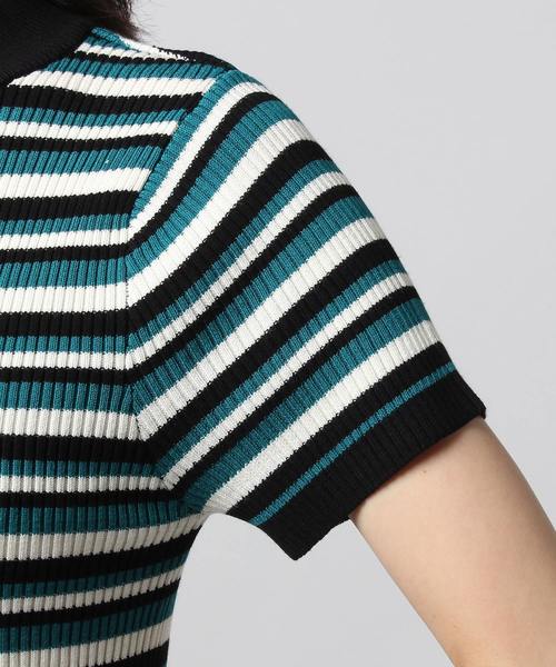 WHO'S WHO gallery（フーズフーギャラリー）の「マルチボーダーニットワンピース（ワンピース・レディース・ブラック/グリーン/パープル・FREE）」の9枚目の写真