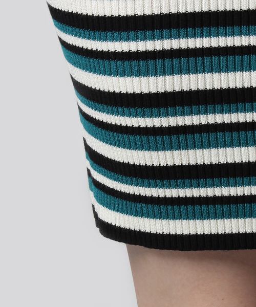 WHO'S WHO gallery（フーズフーギャラリー）の「マルチボーダーニットワンピース（ワンピース・レディース・ブラック/グリーン/パープル・FREE）」の12枚目の写真