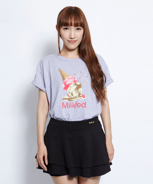 MILKFED.(ミルクフェド)の「BIG TEE DROPPED ICE(Tシャツ/カットソー・レディース・ホワイト/ライトパープル/ネイビー・ONE SIZE)」の5枚目の写真