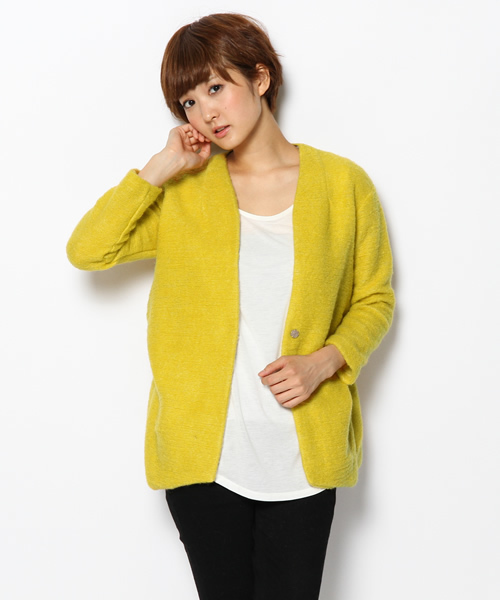 DouDou（ドゥドゥ）の「グランモヘアカーディガン風ジャケット（その他アウター・レディース・イエロー/ピンク/ブラック・FREE）」の3枚目の写真