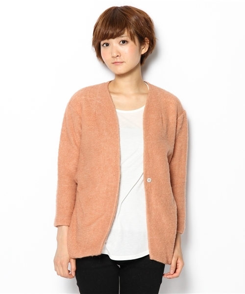 DouDou（ドゥドゥ）の「グランモヘアカーディガン風ジャケット（その他アウター・レディース・イエロー/ピンク/ブラック・FREE）」の4枚目の写真