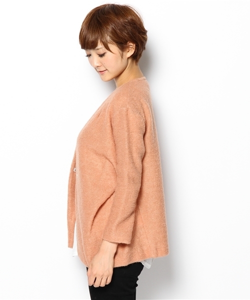 DouDou（ドゥドゥ）の「グランモヘアカーディガン風ジャケット（その他アウター・レディース・イエロー/ピンク/ブラック・FREE）」の8枚目の写真