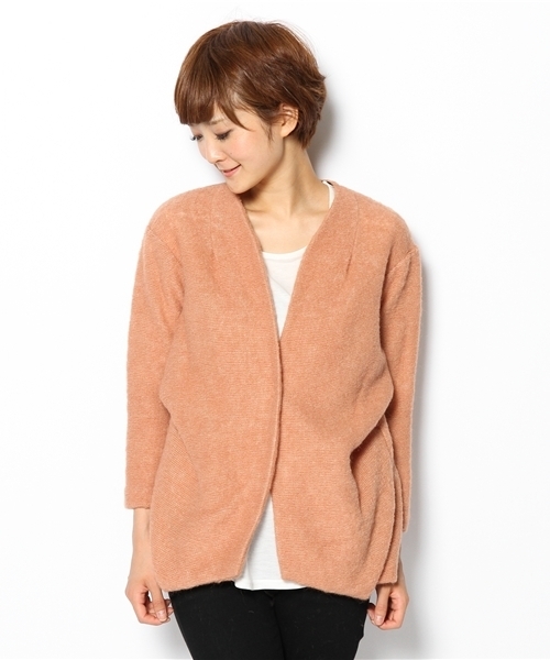 DouDou（ドゥドゥ）の「グランモヘアカーディガン風ジャケット（その他アウター・レディース・イエロー/ピンク/ブラック・FREE）」の7枚目の写真