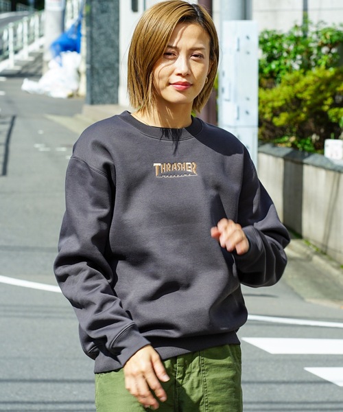 HOMETOWN CREW SWEAT/スラッシャーユニセックス10oz(オンス)ヘビーウェイトワンポイントロゴ裏起毛スウェットトレーナー（スウェット）｜THRASHER（スラッシャー）