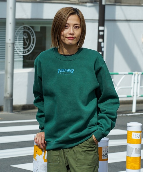 HOMETOWN CREW SWEAT/スラッシャーユニセックス10oz(オンス)ヘビーウェイトワンポイントロゴ裏起毛スウェットトレーナー（スウェット）｜THRASHER（スラッシャー）
