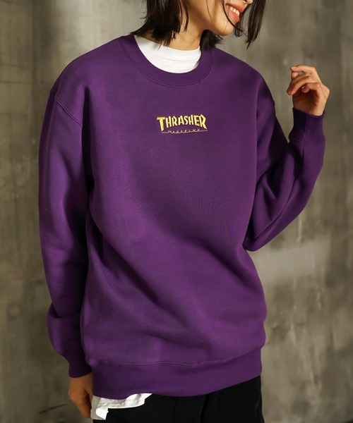 HOMETOWN CREW SWEAT/スラッシャーユニセックス10oz(オンス)ヘビーウェイトワンポイントロゴ裏起毛スウェットトレーナー（スウェット）｜THRASHER（スラッシャー）