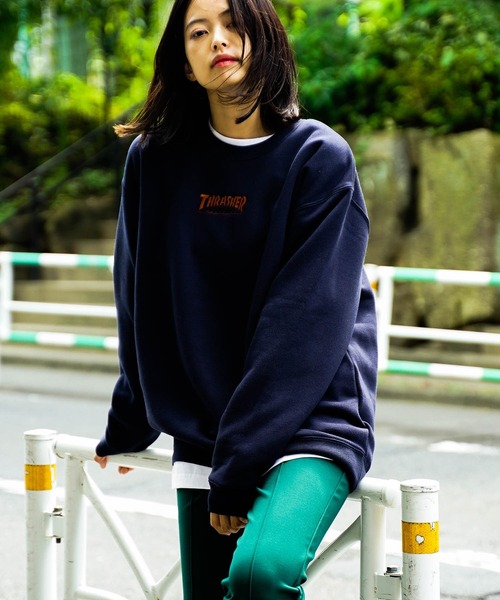 HOMETOWN CREW SWEAT/スラッシャーユニセックス10oz(オンス)ヘビーウェイトワンポイントロゴ裏起毛スウェットトレーナー（スウェット）｜THRASHER（スラッシャー）