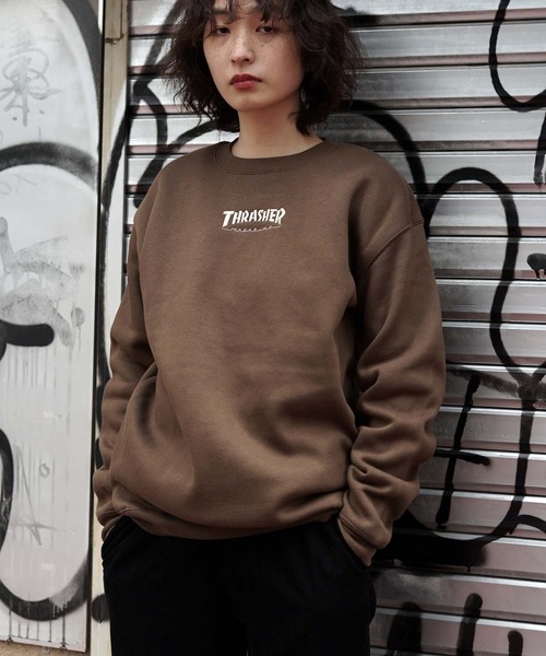 HOMETOWN CREW SWEAT/スラッシャーユニセックス10oz(オンス)ヘビーウェイトワンポイントロゴ裏起毛スウェットトレーナー（スウェット）｜THRASHER（スラッシャー）