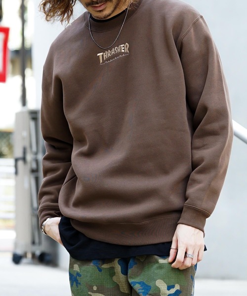 HOMETOWN CREW SWEAT/スラッシャーユニセックス10oz(オンス)ヘビーウェイトワンポイントロゴ裏起毛スウェットトレーナー（スウェット）｜THRASHER（スラッシャー）