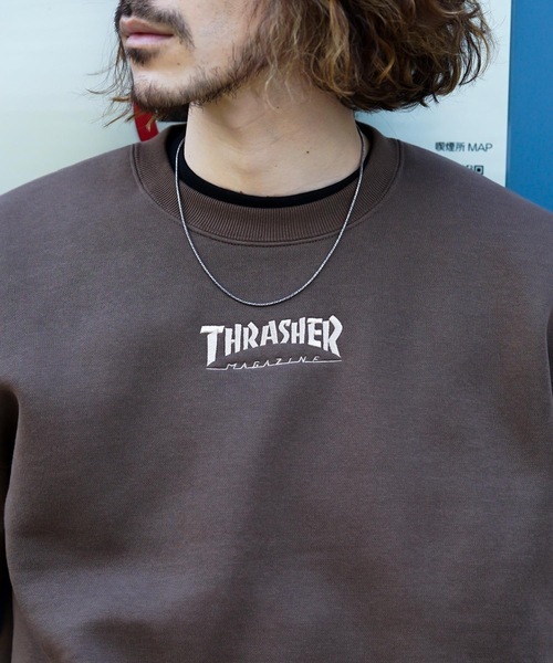HOMETOWN CREW SWEAT/スラッシャーユニセックス10oz(オンス)ヘビーウェイトワンポイントロゴ裏起毛スウェットトレーナー（スウェット）｜THRASHER（スラッシャー）