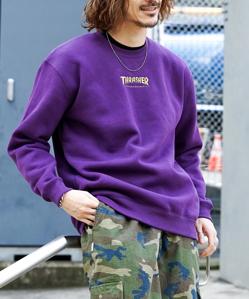 HOMETOWN CREW SWEAT/スラッシャーユニセックス10oz(オンス)ヘビーウェイトワンポイントロゴ裏起毛スウェットトレーナー（スウェット）｜THRASHER（スラッシャー）