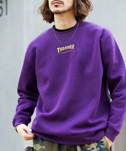 HOMETOWN CREW SWEAT/スラッシャーユニセックス10oz(オンス)ヘビーウェイトワンポイントロゴ裏起毛スウェットトレーナー（スウェット）｜THRASHER（スラッシャー）
