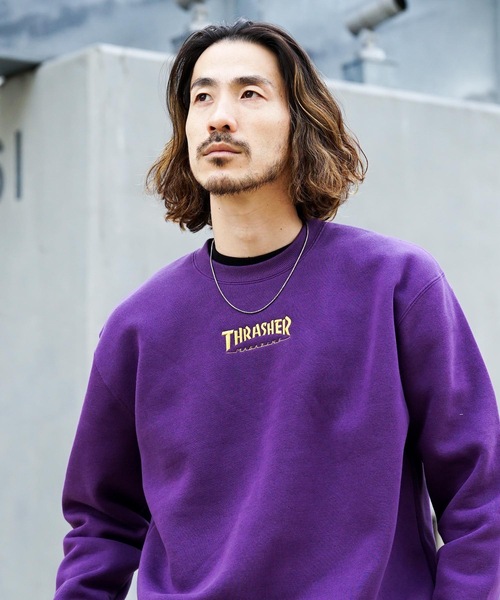 HOMETOWN CREW SWEAT/スラッシャーユニセックス10oz(オンス)ヘビーウェイトワンポイントロゴ裏起毛スウェットトレーナー（スウェット）｜THRASHER（スラッシャー）