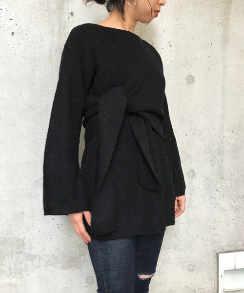 サイドノットデザインワイドスリーブニット サイドノットデザインワイドスリーブニット
