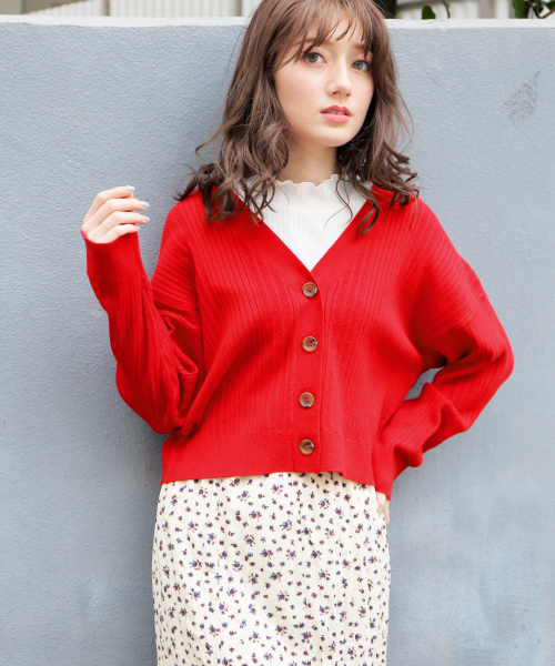 Heather(ヘザー)の「ハイゲージリブボタンカーディガン 827987(カーディガン/ボレロ・レディース・アイボリー/ブラック/ベージュ/グリーン/レッド・FREE)」の5枚目の写真