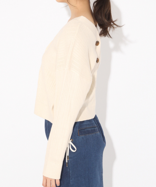 Heather(ヘザー)の「ハイゲージリブボタンカーディガン 827987(カーディガン/ボレロ・レディース・アイボリー/ブラック/ベージュ/グリーン/レッド・FREE)」の13枚目の写真